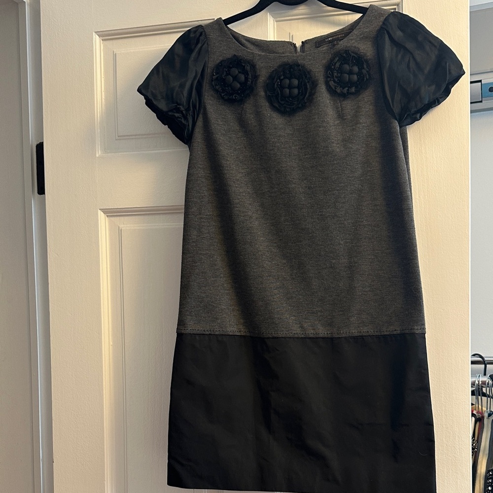 BCBGMaxAzria Gray and Black Floral Dress